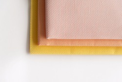 Canvas for needlework aida 14 yellow, pink, peach. Cross Stitch