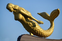 Closeup of a sculpture of mermaid in Skopje - the capital city of Macedonia