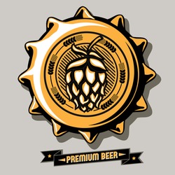 Vector brewery emblem on bottle cap