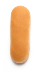 Hot dog bun isolated on white background. Top view.