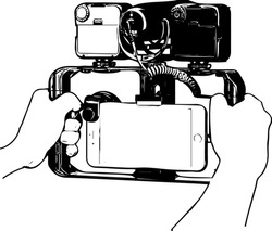 A Vector Drawing of a Hand Holding a Mobile Gimbal Handle, A Silhouette of a Hand Gripping a Camera Stabilizer Handle