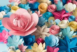 Colorful flowers paper background pattern lovely style.