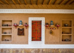 Traditional arab mud house interior in Saudi Arabia riyadh, Saudi culture, saudi heritage