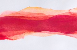 Horizontal strip of watercolors. Red multi-layer smears