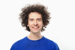 Crazy Young Man Portrait With Afro.