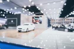 Abstract blur and defocused car and motor exhibition show event for background