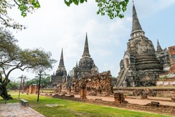Wat Phra Sri Sanphet Temple in the precinct of Sukhothai Historical Park, a UNESCO World Heritage Site in Ayutthaya, Thailand