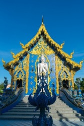 beautiful architecture at Wat Rong Suea Ten or Blue Temple in Chiang Rai, Thailand