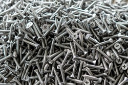tapping screws made od steel, metal screw, iron screw, chrome screw, screws as a background, wood screw, 