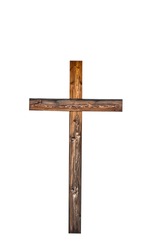 wooden cross isolated on white background.