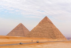 The Giza pyramids from the backside, Egypt
