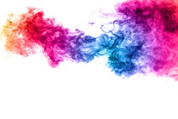 Abstract multicolored smoke on white background. Abstract bright colorful smoke on background. Color clouds.