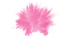 Freeze motion of pink color powder explosion.