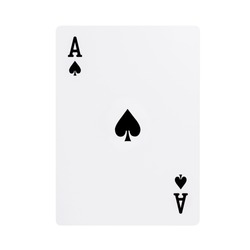 Ace of spades playing card, isolated on white background.