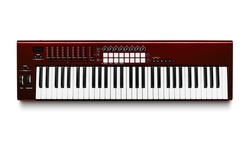 Electronic synthesizer (piano keyboard) isolated on white background with clipping path