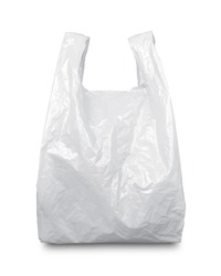 White plastic bag isolated on white with clipping path