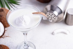 Coconut Margarita cocktail with ice cream. Tropical drink