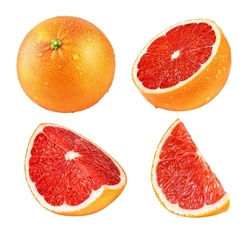 Fresh juicy grapefruit isolated on white background.