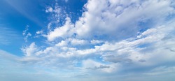 Blue sky and puffy clouds background