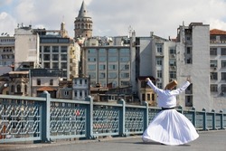 Sufi Whirling Dervish in the Marmara Theology Mosque, Altunizade Uskudar,  Istanbul Turkey
