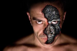 Cyborg humanoid portrait