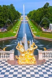 Fountains in Petrodvorets Peterhof, Saint Petersburg, Russia