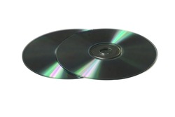 CDs and DVDs on a white background