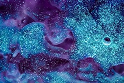 Abstract purple liquid background, paint splash, swirl pattern and water drops, beauty gel and cosmetic texture, contemporary magic art and science as luxury flatlay design.