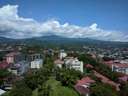beautiful mountain view with clouds in Manado city, Indonesia