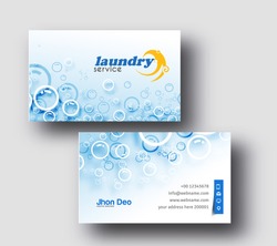 Laundry Service Business Card Vector Template.