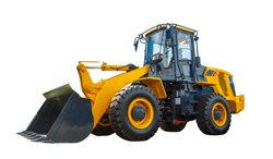 Grader and Excavator Construction Equipment with clipping path isolated on white background