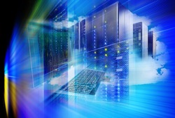 Server Repository. control terminal supercomputer cloud storage. abstraktsionnoe image technology