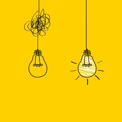 Good idea. Banner light bulb idea concept, creative concept light bulb drawn for stock. Flat style. Vector illustration