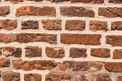 Red and brown brick texture background copy space. High quality photo