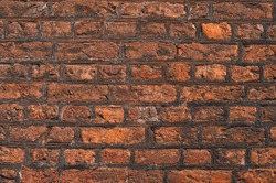Red and brown brick texture background copy space. High quality photo