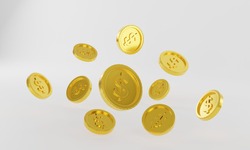 3d rendering,coins stack,Pile of golden coins,Finance, bank operations,Graphic design element for web.
