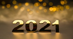 The new year 2021 with golden lights