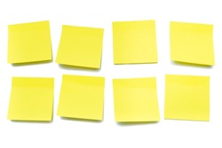 Yellow sheets for notes on a white background, isolate