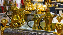 Golden Traditional Arabian Coffee Pot