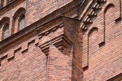 a fragment of complex historic red brickwork
