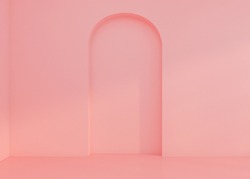 Interior room with pink wall.3D illustration