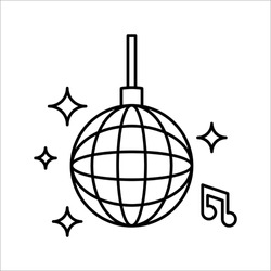 Disco ball icon. Disco, dance, nightlife club. Party celebration birthday holidays event carnival festive.  Vector illustration on white background.