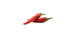 Res Chilli pepper isolated on white background. Ripe chili pepper Clipping Path