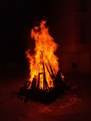 pious fire celebrating night before festival of holi