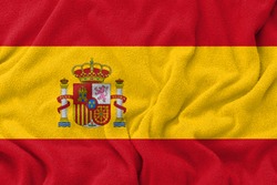 Fabric wavy texture national flag of spain.