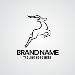 logo featuring a jumping deer or roe, using a strong line style. Show the company's business capabilities that are able to jump high