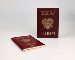 Passports of the Russian Federation. Russian passport is internal. International passport of Russia. White background