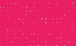 Seamless background pattern of evenly spaced white umbrella symbols of different sizes and opacity. Vector illustration on pink background with stars