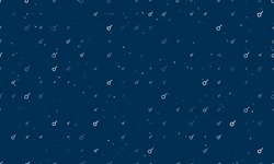 Seamless background pattern of evenly spaced white astrological connection symbols of different sizes and opacity. Vector illustration on dark blue background with stars
