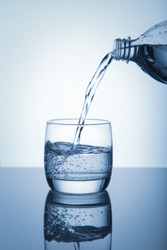 Drinking water in a glass.